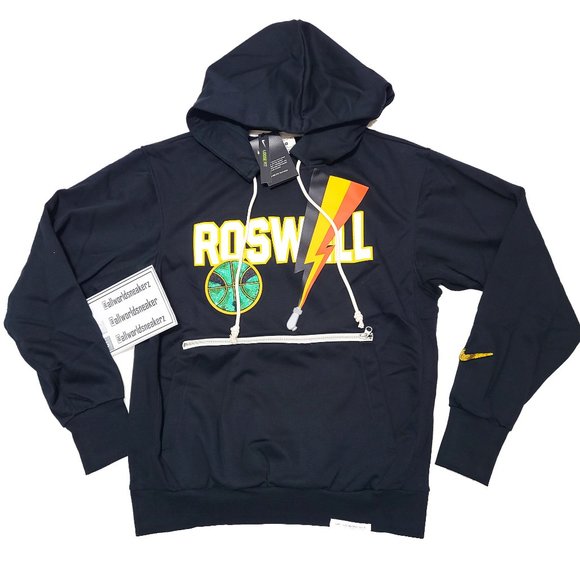 Nike Roswell Rayguns Basketball Hoodie Black Team CV1933-010 Black Gold Orange - Picture 3 of 16
